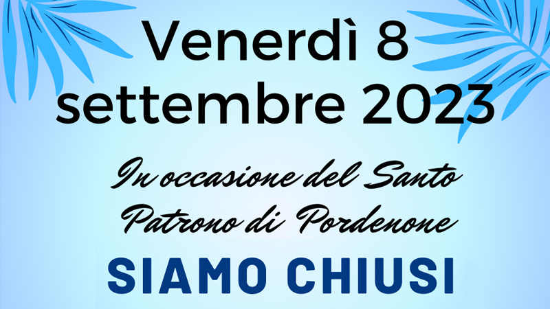 Venerdì 8 settembre 2023